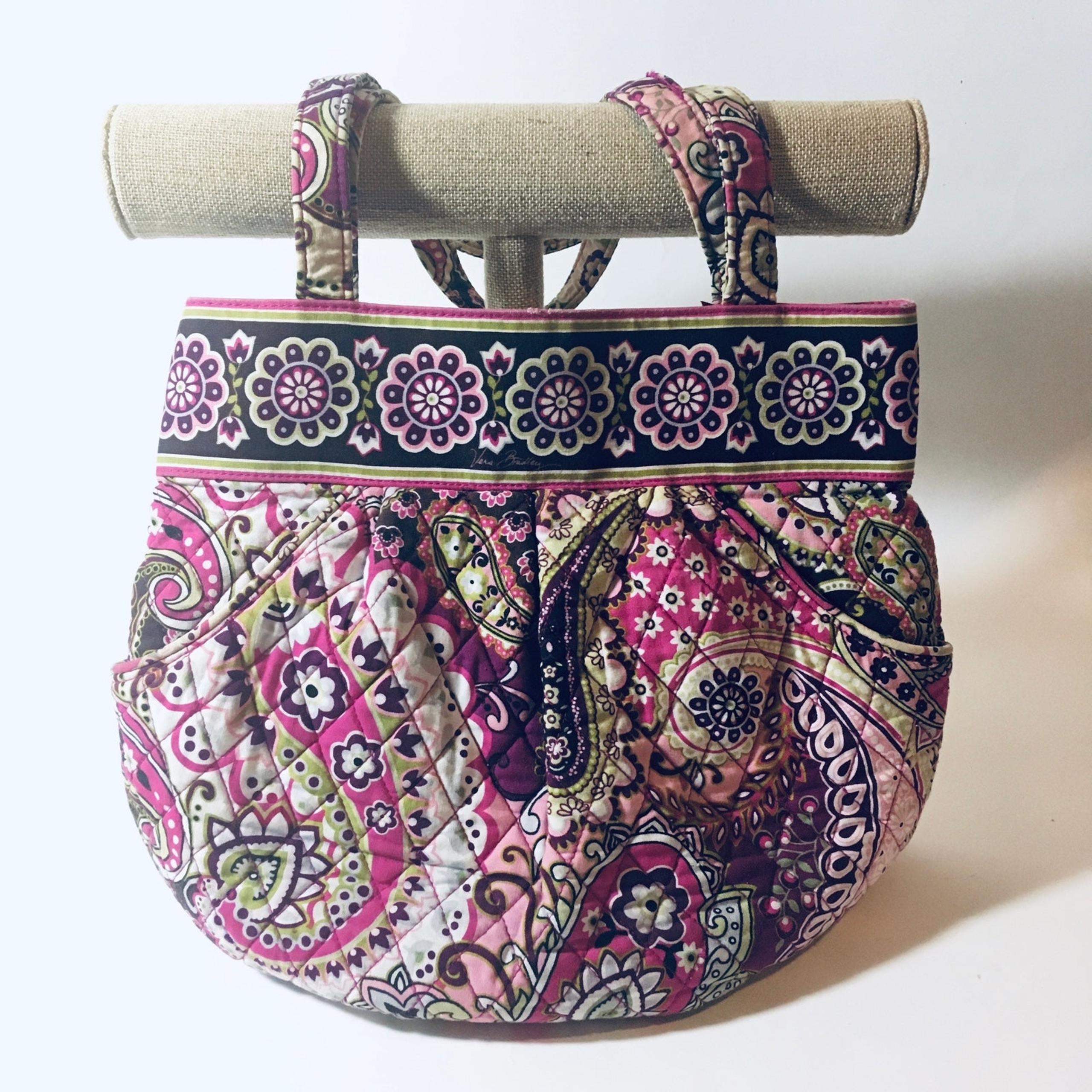 Vera Bradley Very Berry Paisley Bucket Bag Purse Pink Green Multicolor