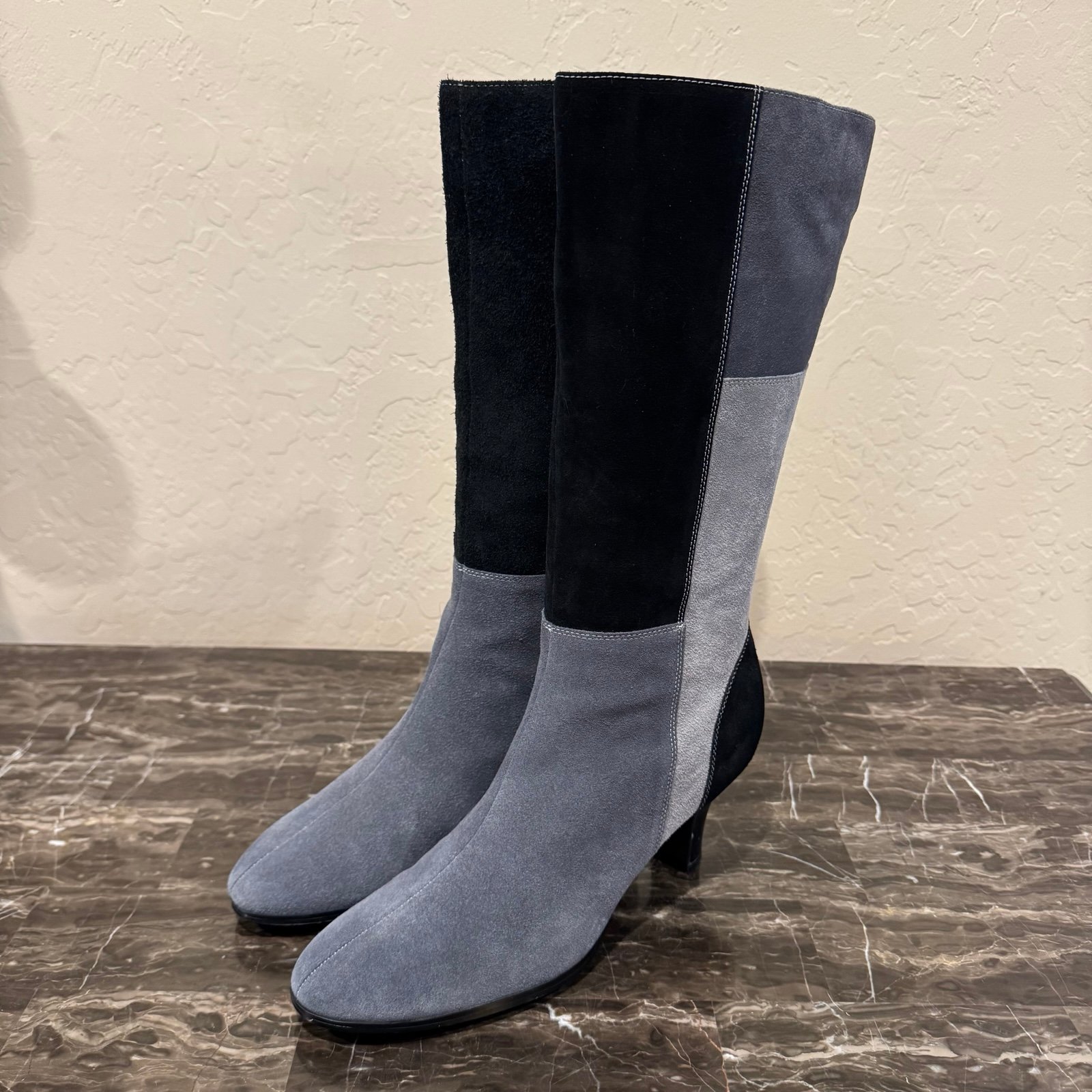 Vintage Suede Leather Patchwork Boots