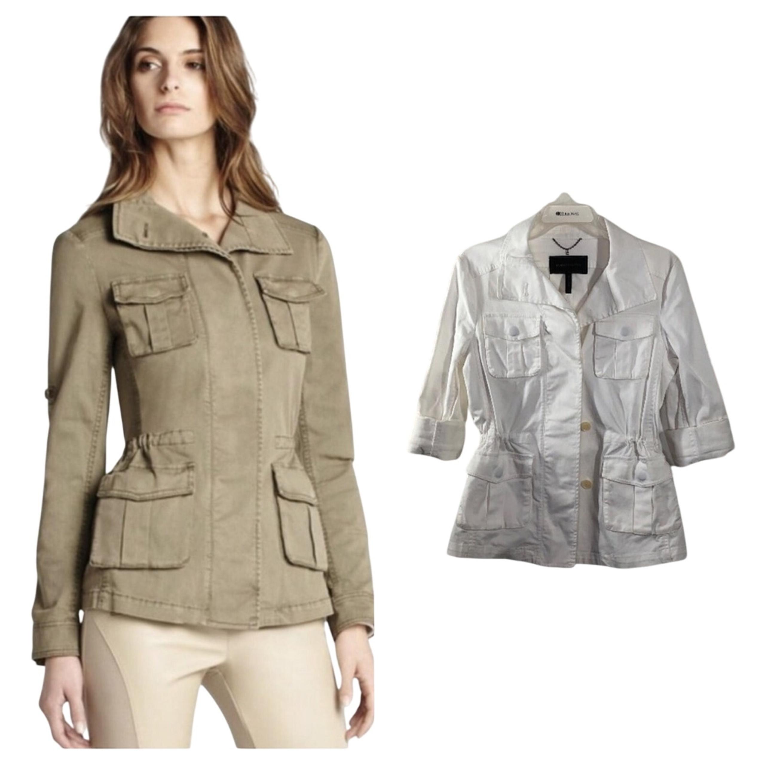 BCBGMaxAzria Bronnen White Military Open Back Jacket Size Small