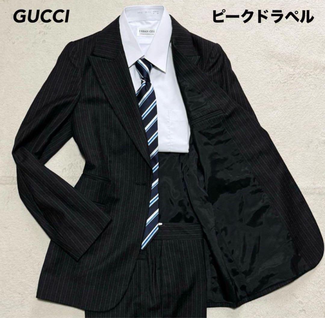 【Excellent Condition】GUCCI Gucci Suit Set-up Peak Lapel Stripe