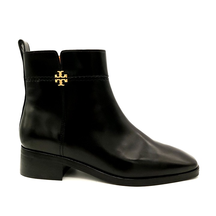 NEW Tory Burch Womens Everly Flat Ankle Boots Black Leather 10.5 Luxury Designer
