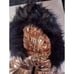 Metallic Rose Gold Pink Black Fur Hooded Women Small Ski Suit Snowsuit Boarding