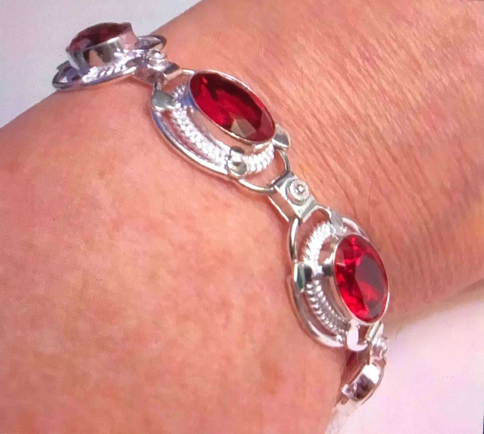 Garnet 925 Sterling Silver Bracelet