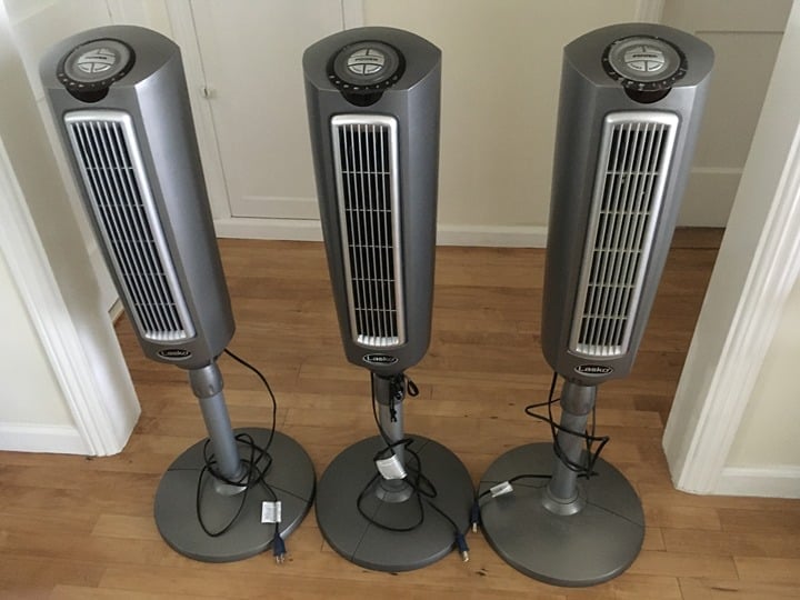 3x Lasko 2535 52″ Space Pedestal Tower Fan with Remote Control Store Display