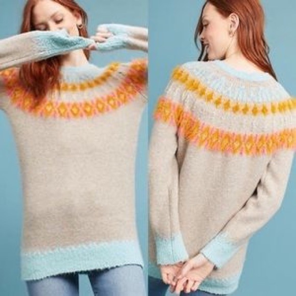 Sleeping on Snow Sweater Fair Isle Tunic Sweater size XS Anthropologie
