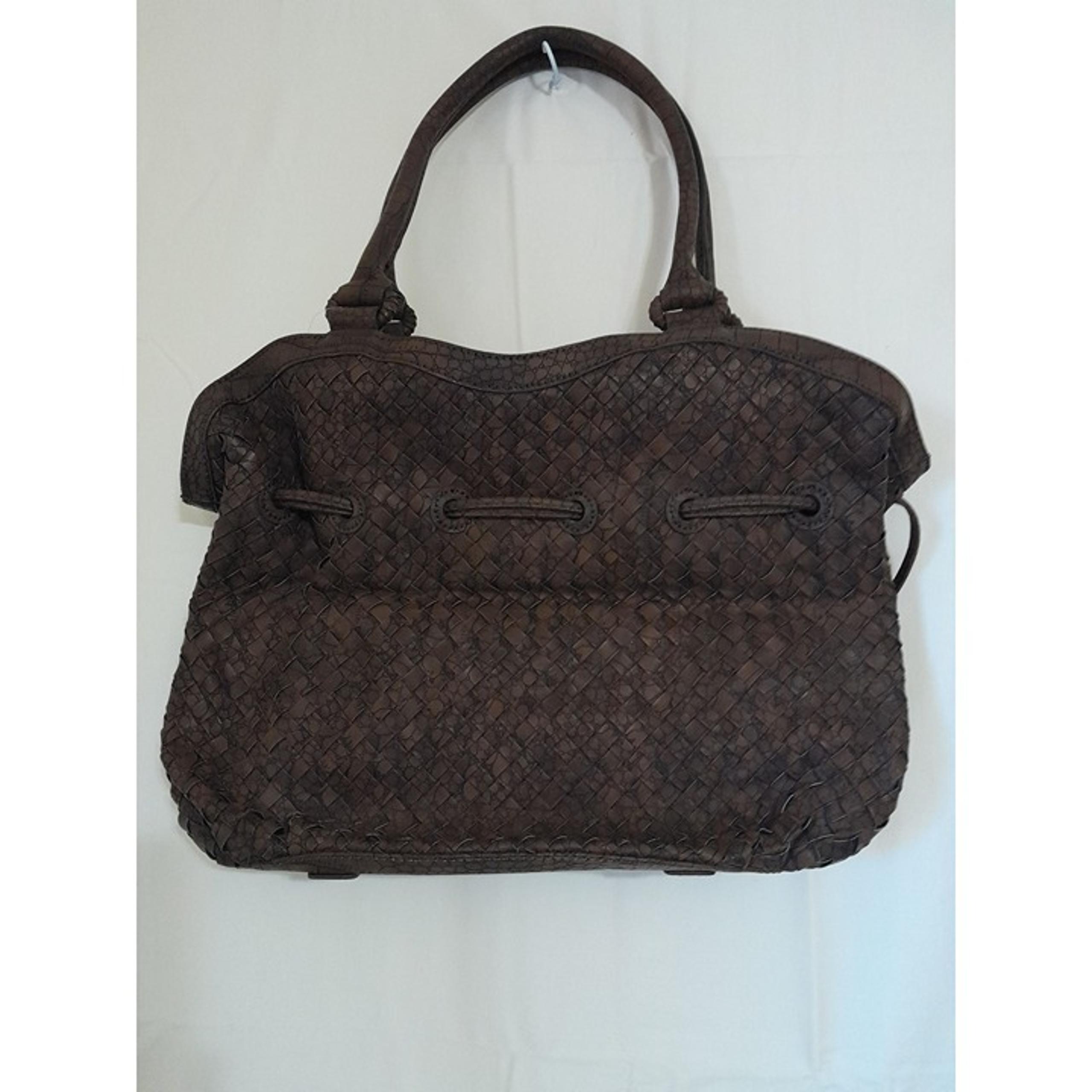 Coldwater Creek Woven Croc Shopper Brown Polyurethane Shoulder Bag