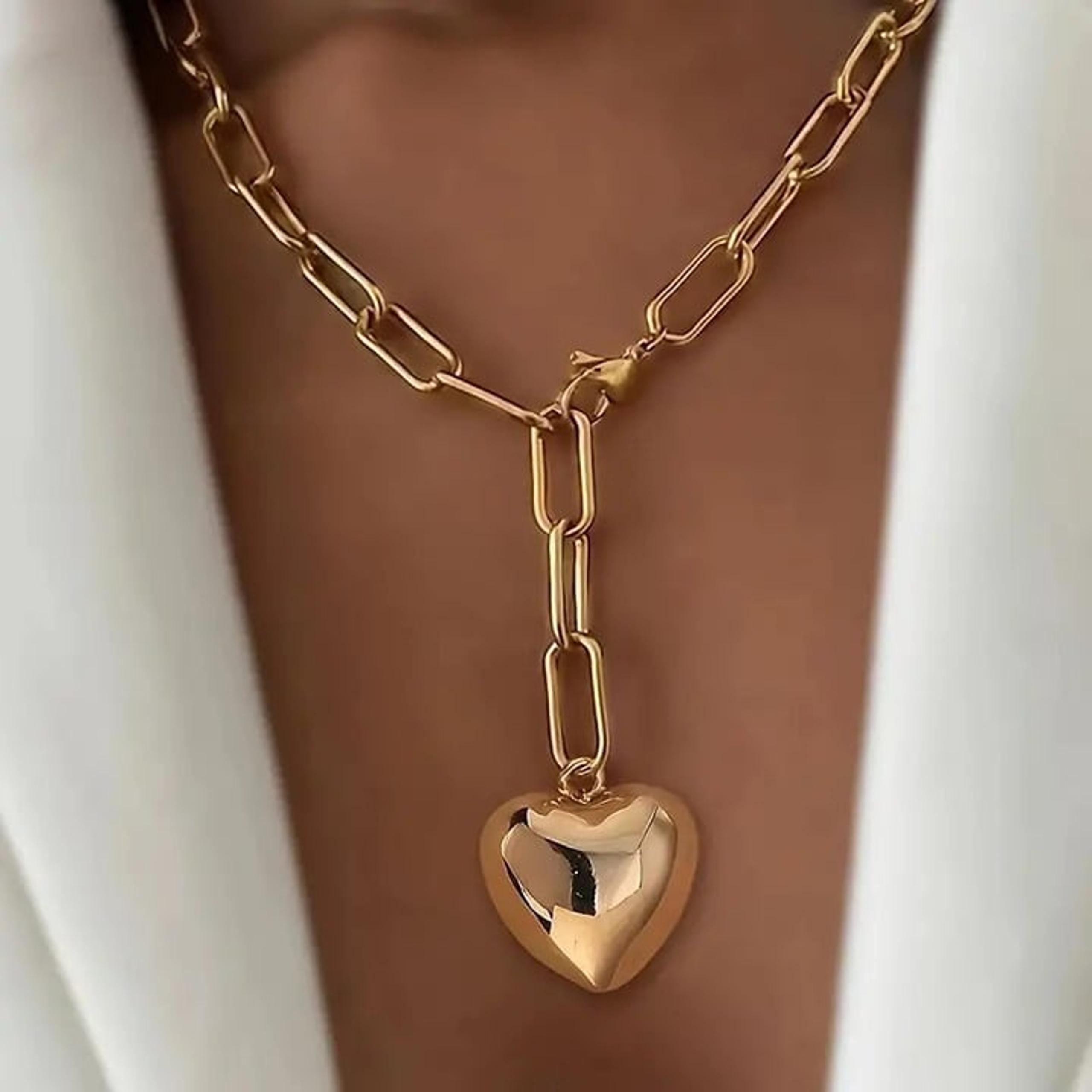 Elegant & Sexy Golden-Tone Stainless Steel Love Heart Pendant