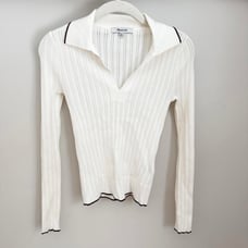 Madewell Stylish Ribbed Polo Sweater - XSS Size