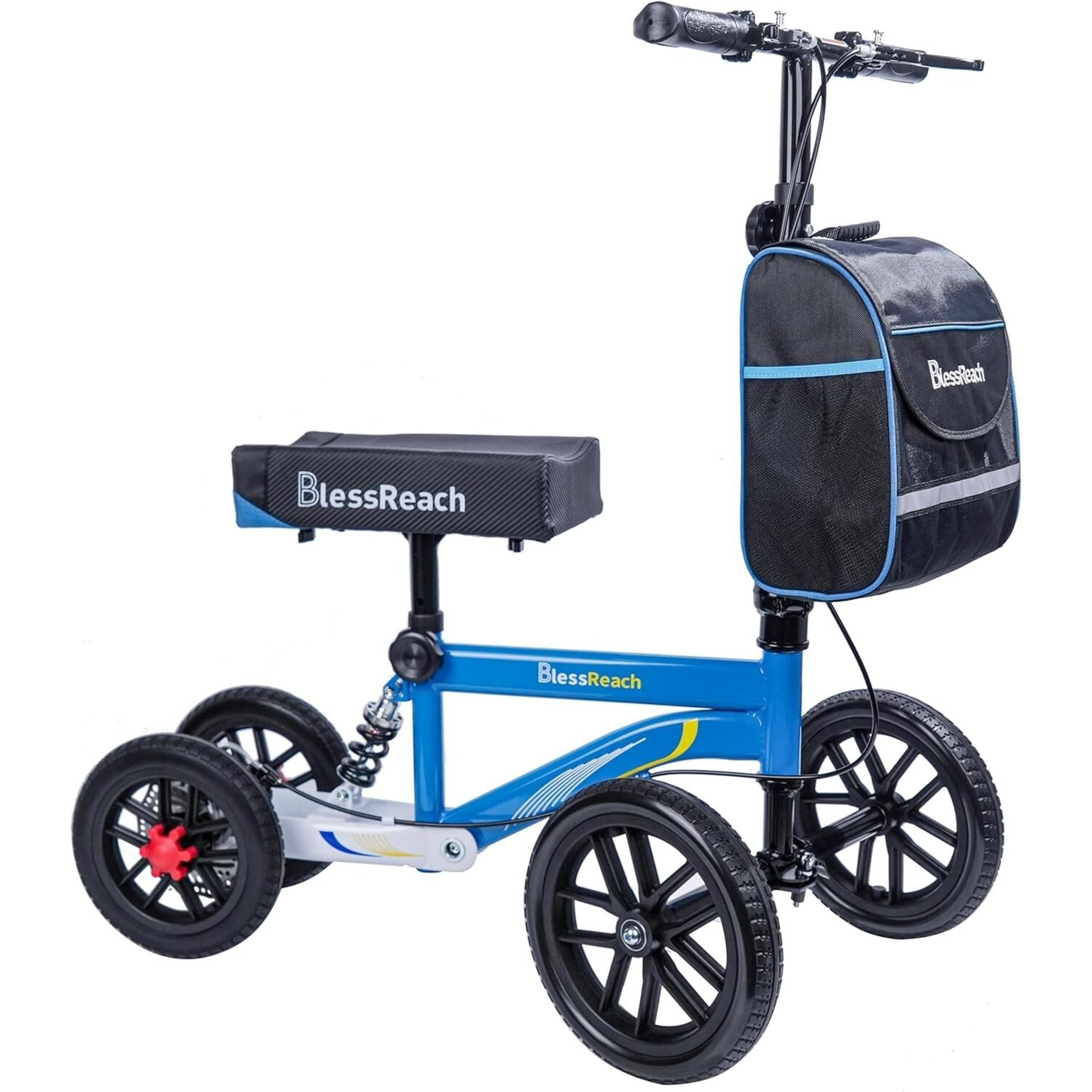 BlessReach All Terrain Foldable & Compact Steerable Knee Scooter Senior 300lb