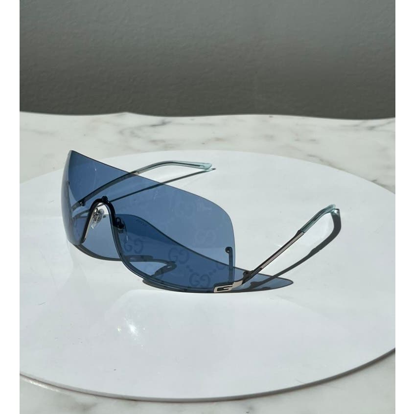 NEW Gucci GG1560S Blue Logo Shield Sunglasses 595