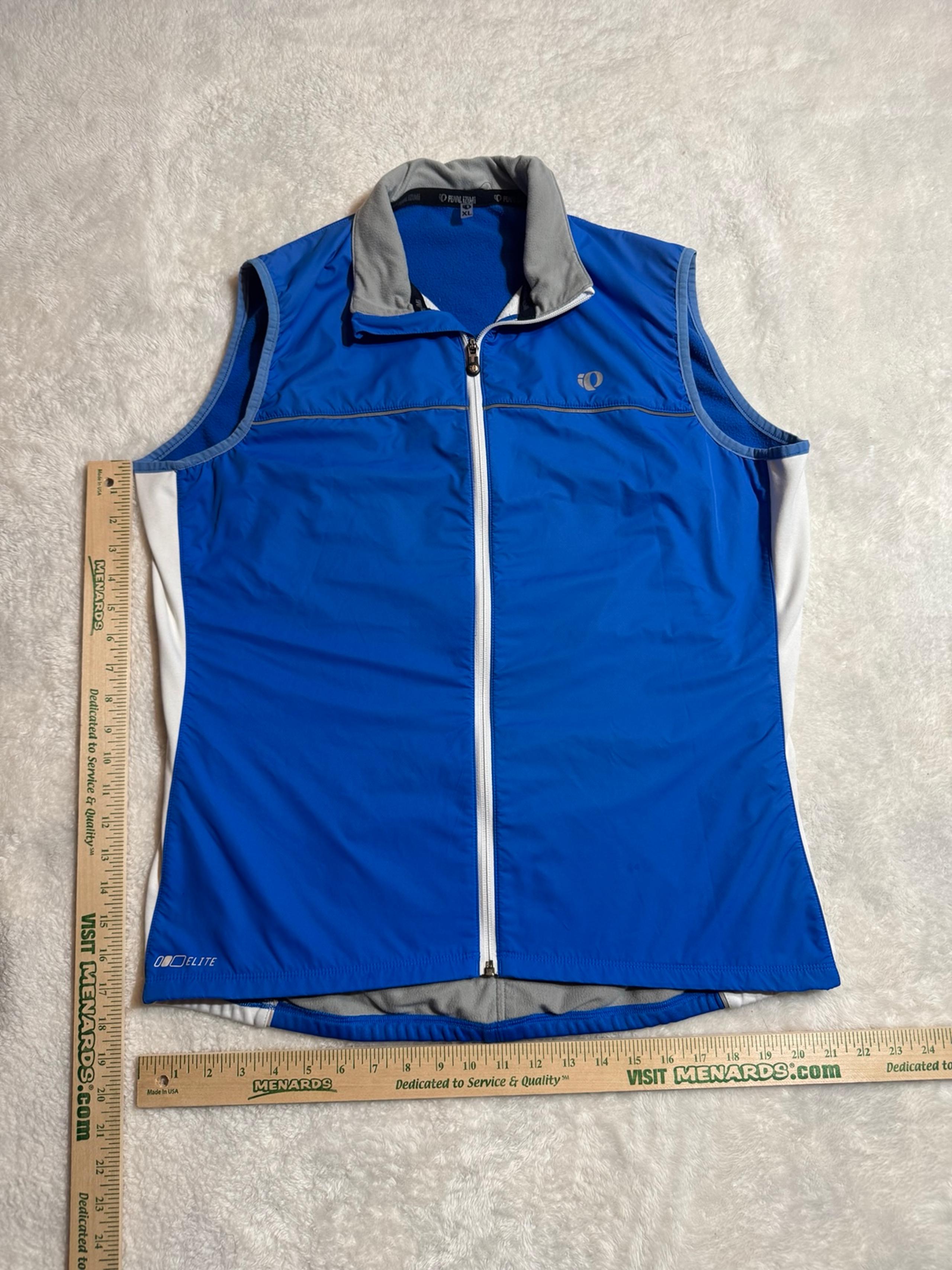 Pearl Izumi Vest Mens XL Blue White Sleeveless Full Zip Lightweight Jacket