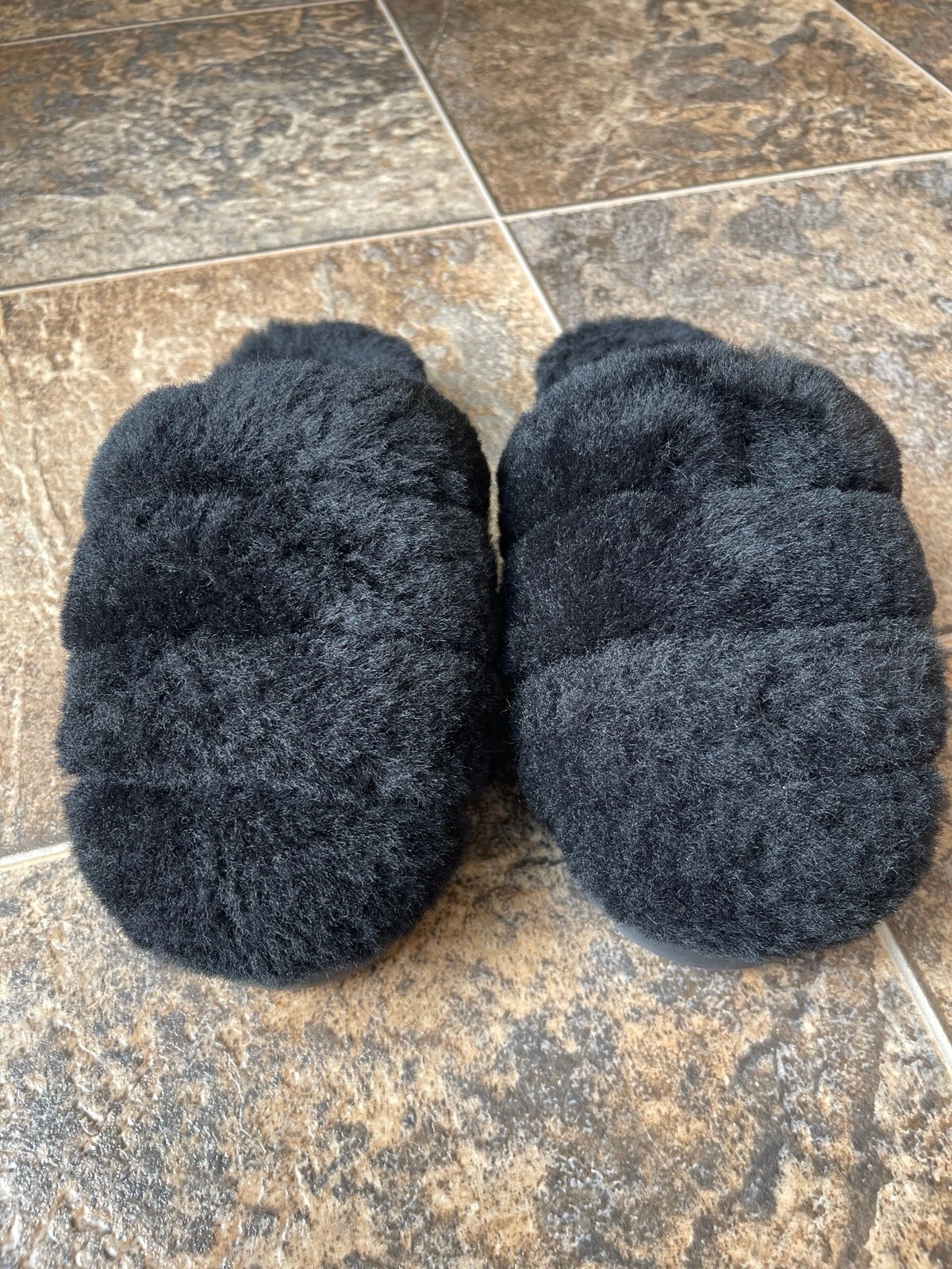 UGG Super Fluff Platform Slippers- Black, Women’s Size 6