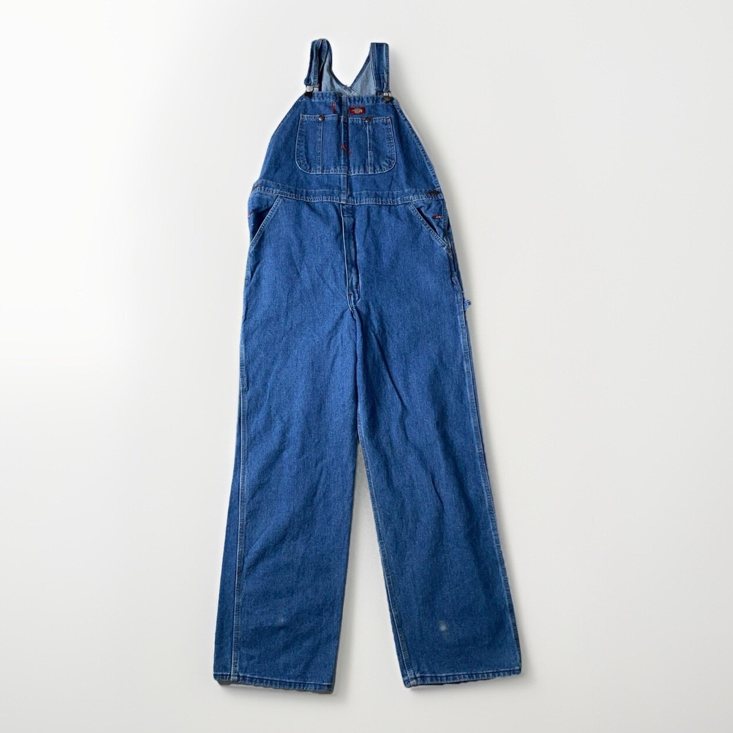 Dickies Overalls Mens 33 Blue Denim Jean Carpenter Bib Western Work Wear Outdoor