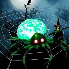 5 FT Long Halloween Inflatable Spider with White Net Yard Decor w/Rotating Light