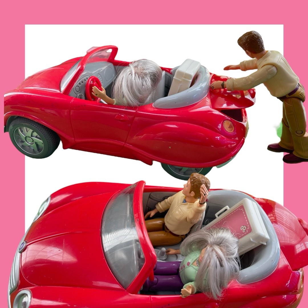 Fisher price loving family car convertible & grandma set dollhouse lot
