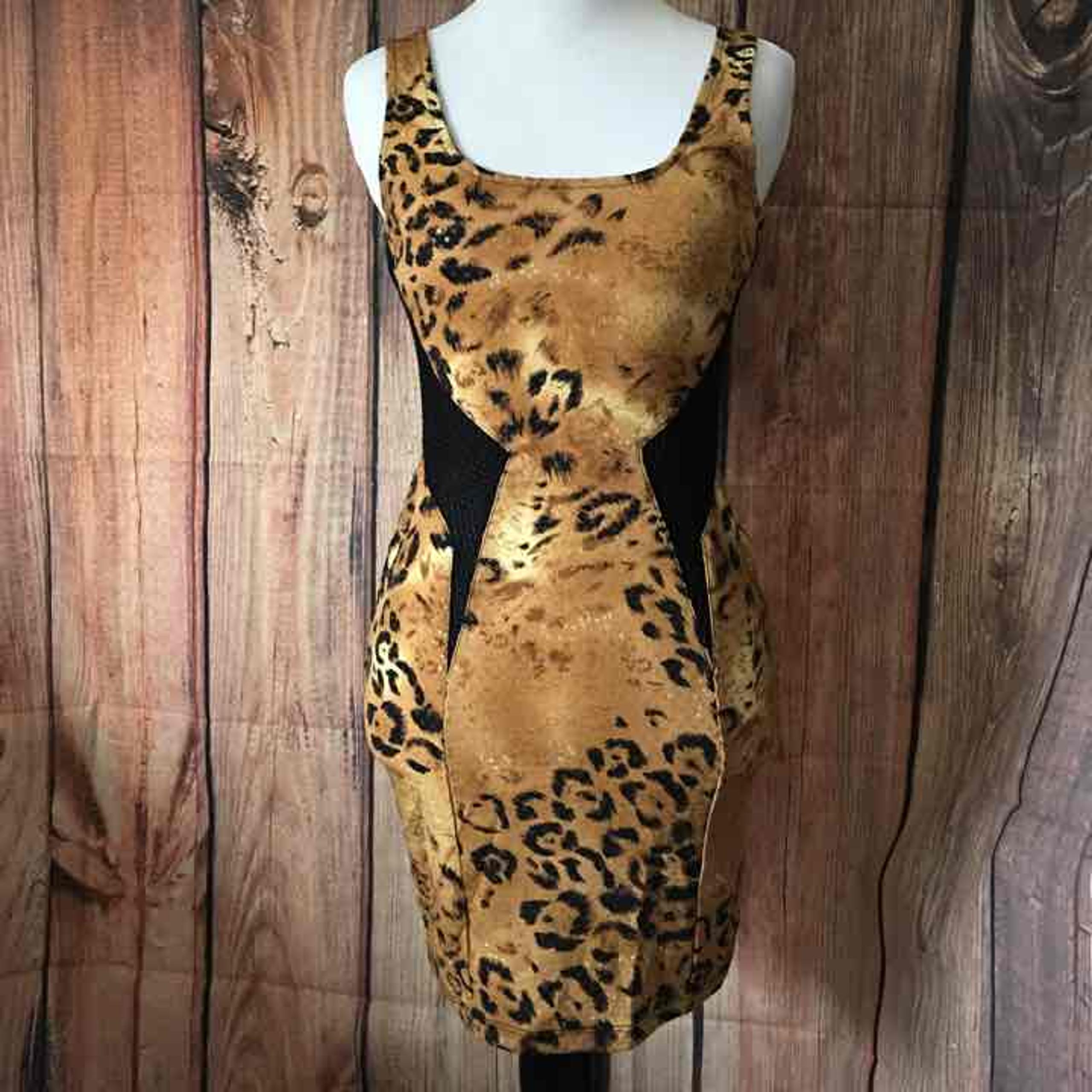 Animal print side mesh dress