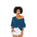 Free People Brookside Tunic Oversized Sweater Chunky Scoop Neck Blue, XS