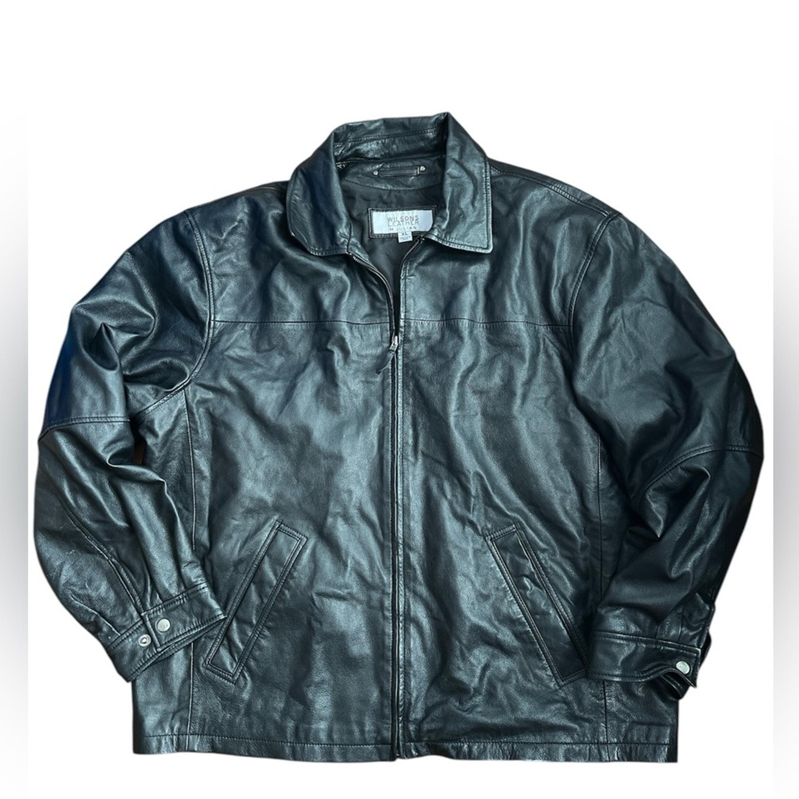 Wilsons Leather | M. Julian Black Boxy Bomber Leather Jacket Mens XL