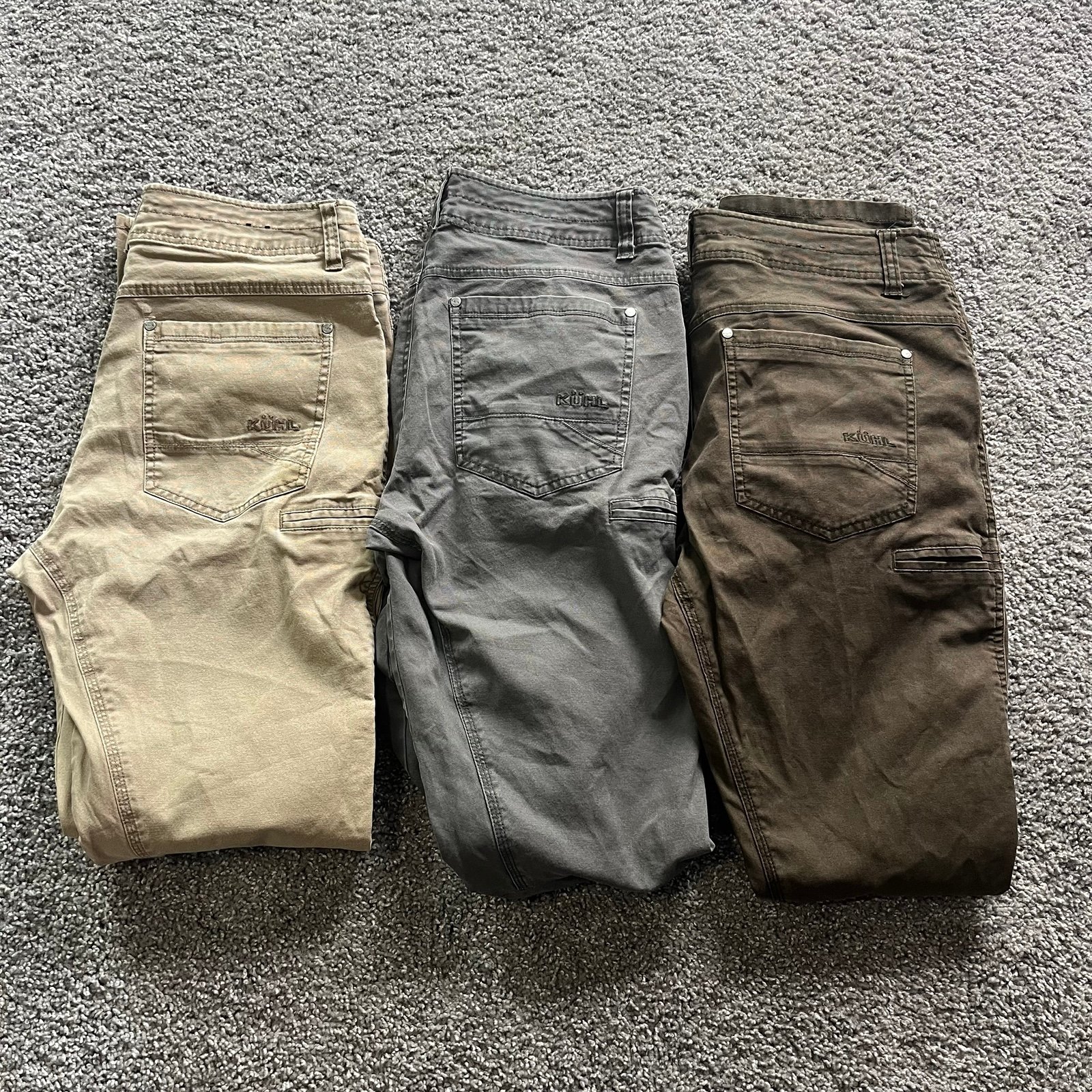 3X Kuhl Kanvus Jean Outdoor Hiking Pants Mens 34x34 Khaki / Grey / Dark Khaki
