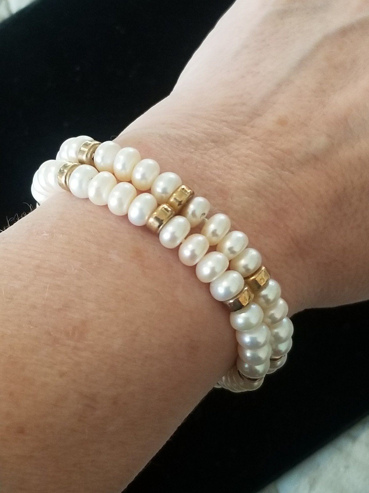 14k Gold & Pearl Double Strand Bracelet