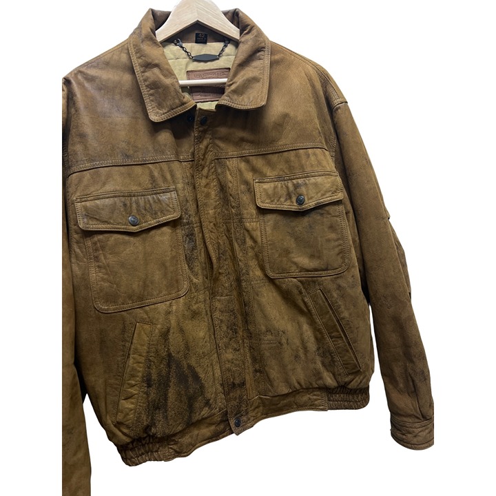 Levi's Vintage 80's Brown Distressed Leather Bomber Jacket