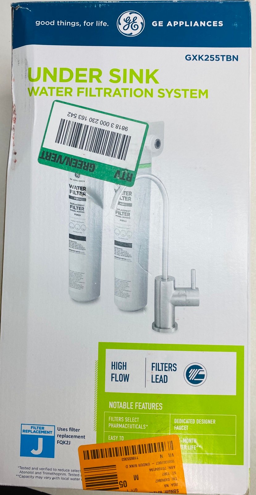 GE Under Sink Water Filtration System with Faucet GXK255TBN