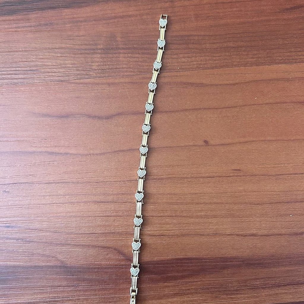 Diamond Heart Tennis Italy 10k Gold Bracelet