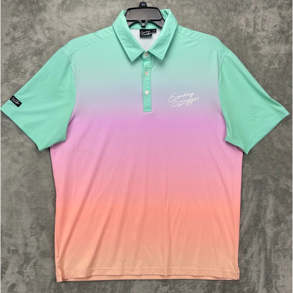 Sunday Swagger Mens Polo Shirt Sz XL Multicolor Blended Golf Stretch Performance