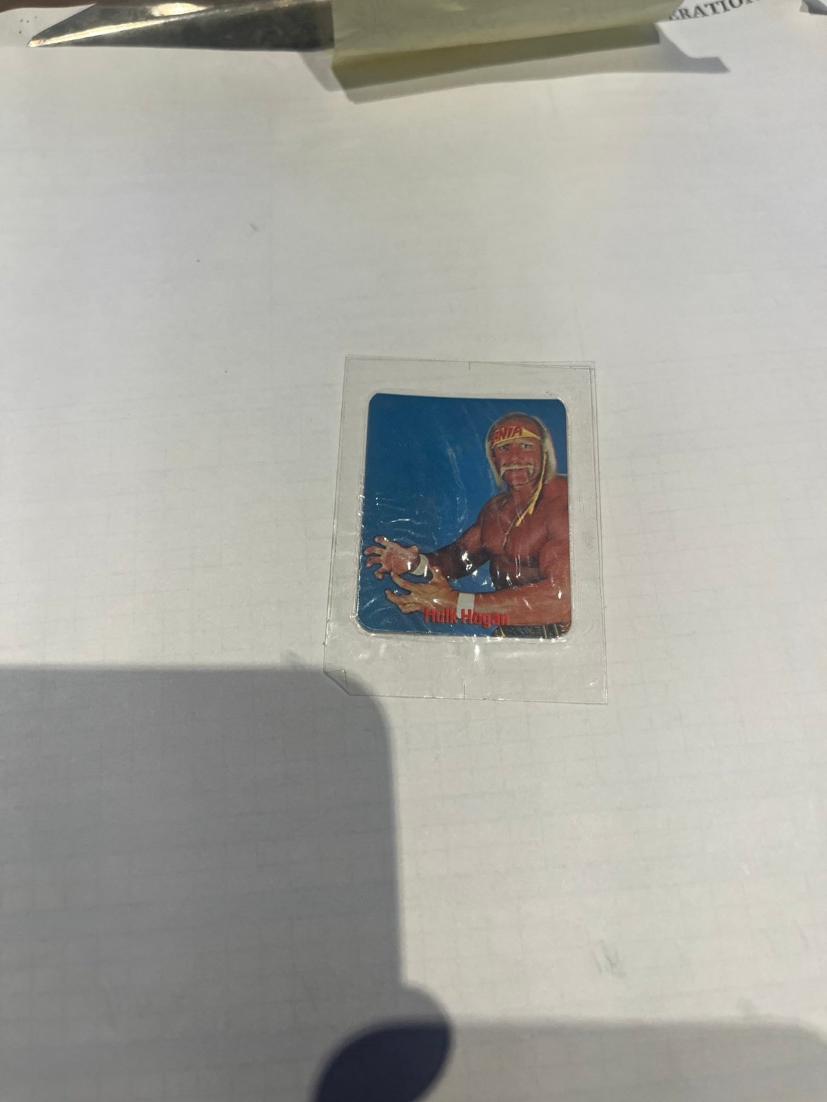 Hulk Hogan WWF, the tag team of the year Borden mini card,Hulkamania sticker