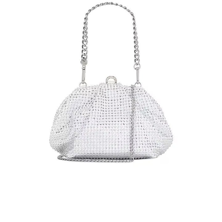 olga berg Charley Hotfix Crystal Bag in White New Womens Clutch Crossbody Evenin