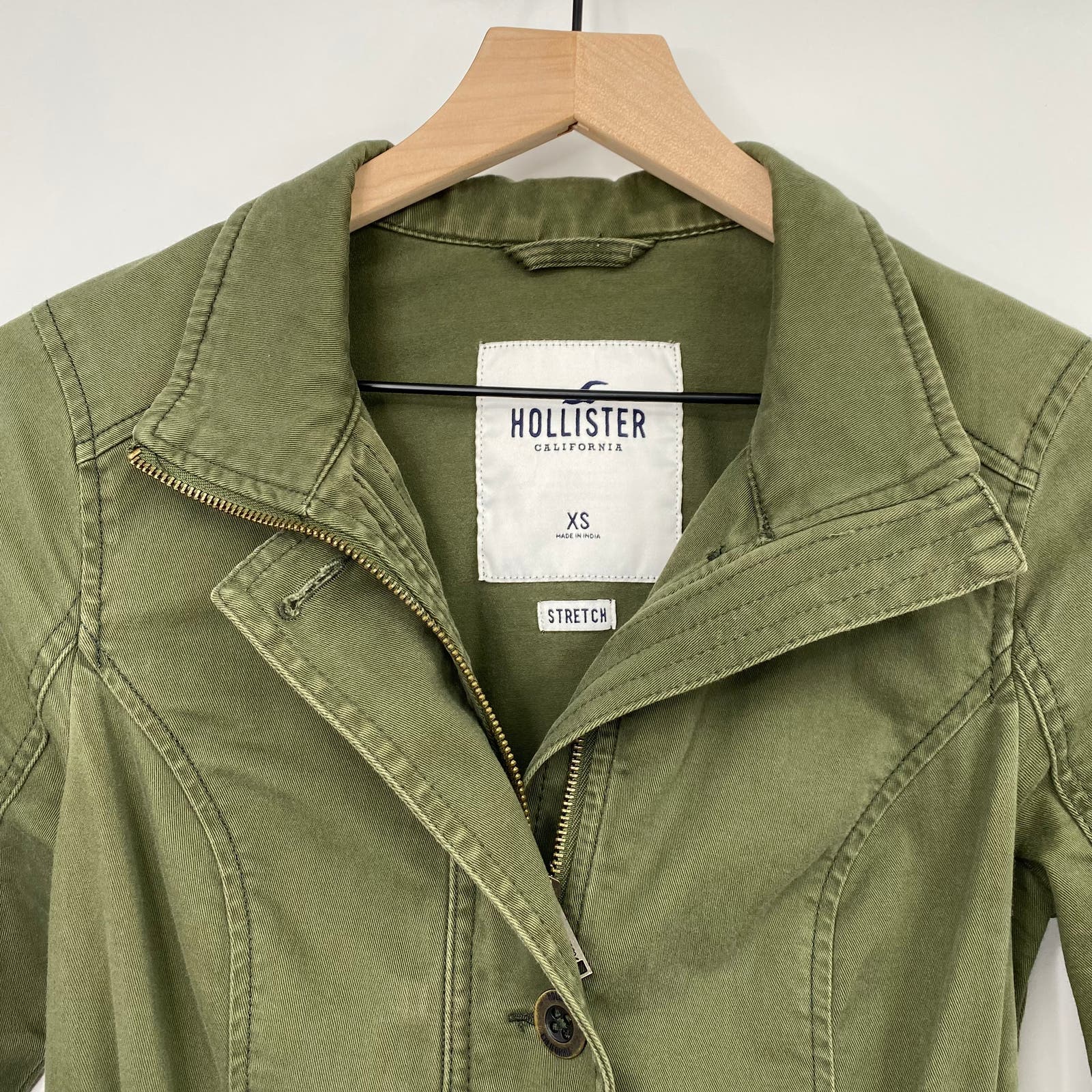 Hollister Utility Jacket Cargo Army Green Stretch Cinched Waist Womens XS gToSHAIcC