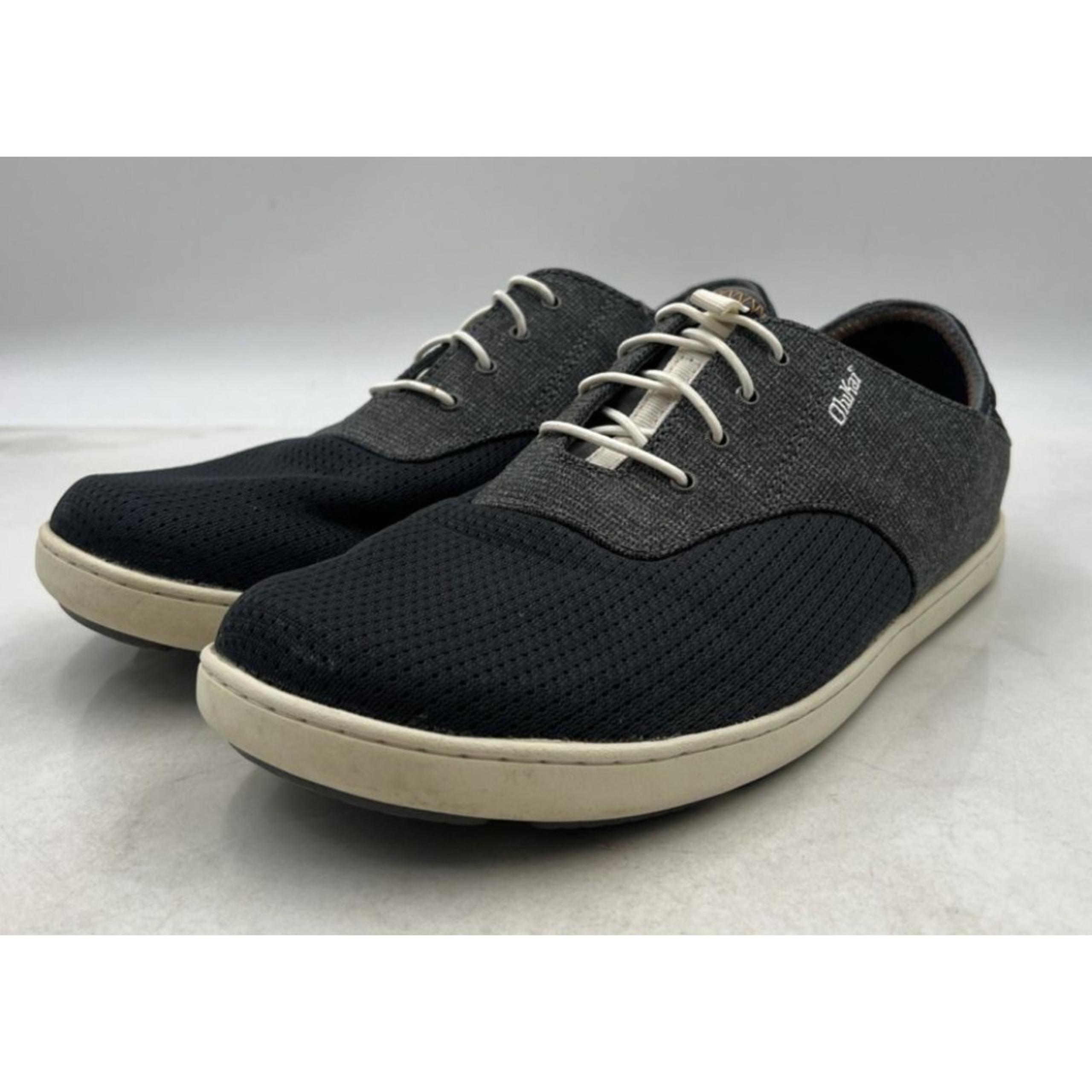 Olukai Shoes Mens 10 Nohea Moku Black Blue Gray Mesh Slip on Casual Beach Boat