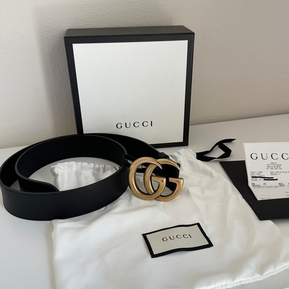 Gucci Leather GG Marmont Slim Belt - Size 32 / 80 (SHF-19368) – LuxeDH