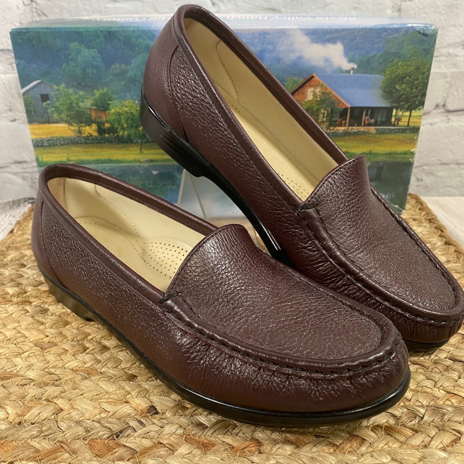 SAS Simplify Antique Wine Loafer Leather Shoe 8N