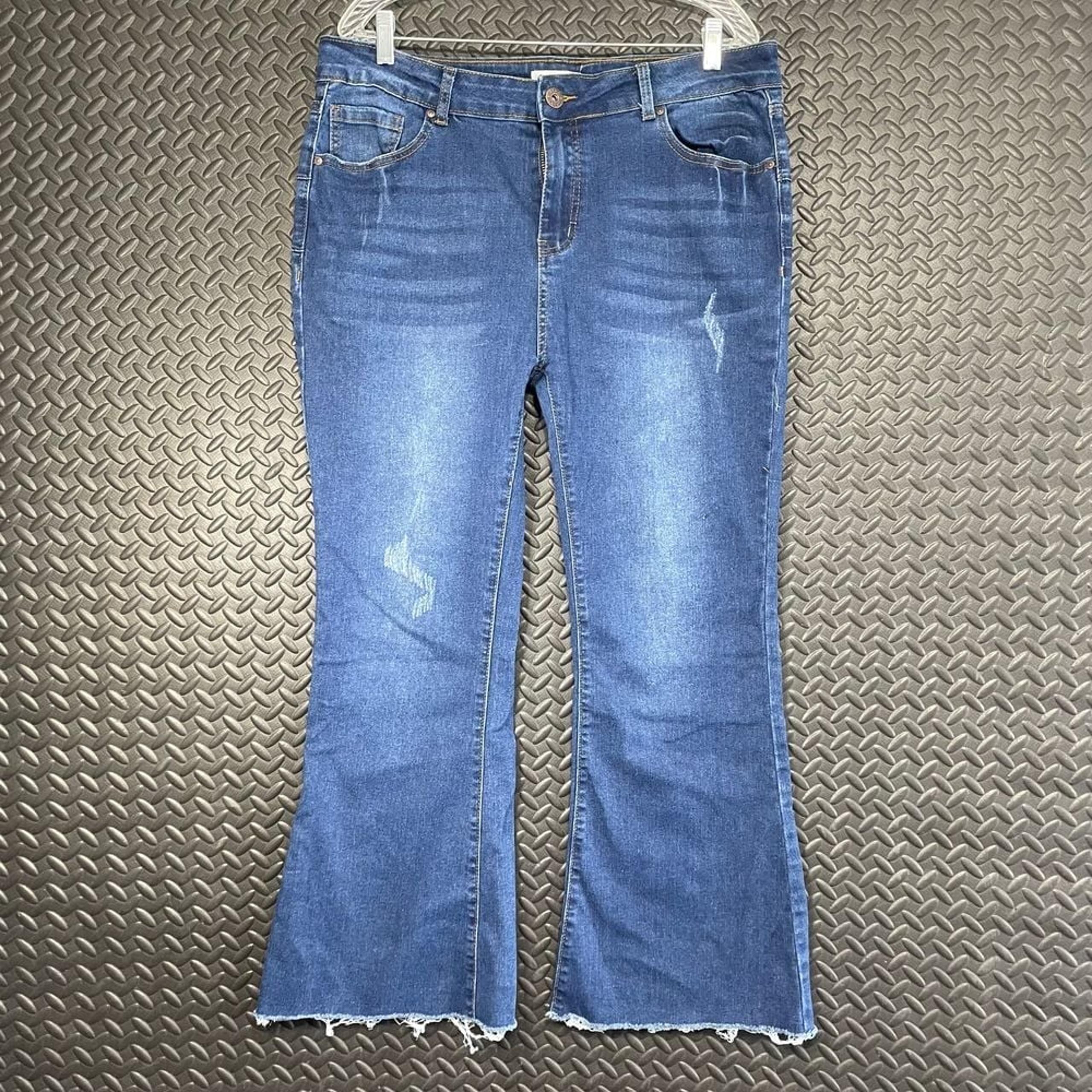 Blue Savvy Blue Fade Distressed Denim Jeans Boot Cut Cow Girl Women's Size 17/33
