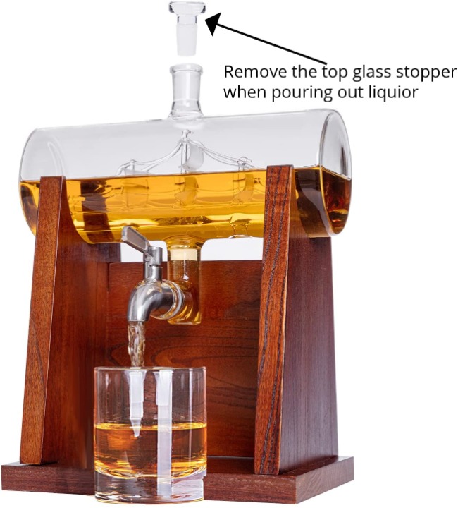 Whiskey Decanter Set, 1250ml Whiskey Decanter with 2 Whiskey Glasses