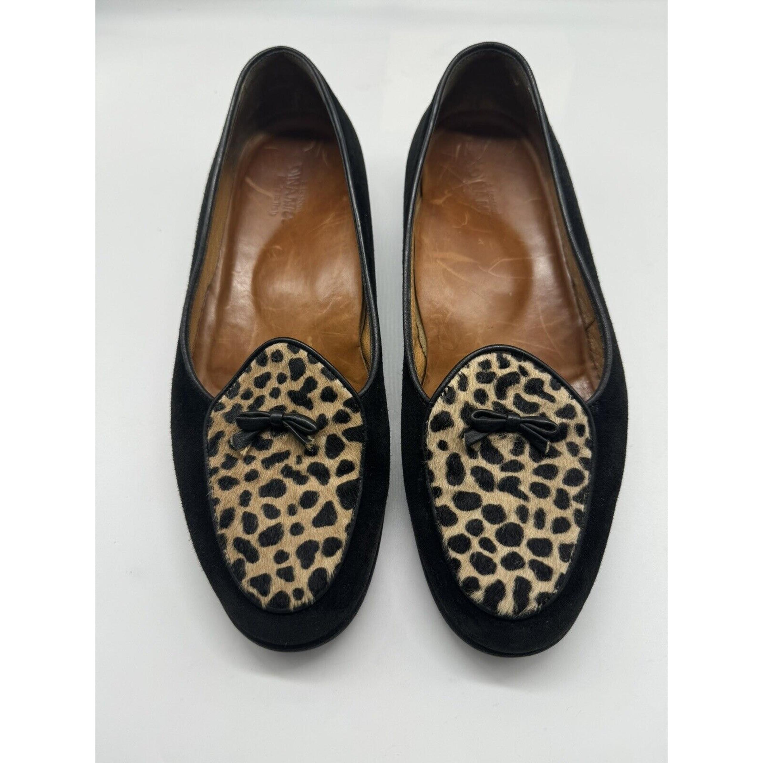 A. Testoni Animal Print Calf Hair Suede Leather Slip On Shoes Made In Italy 6.5