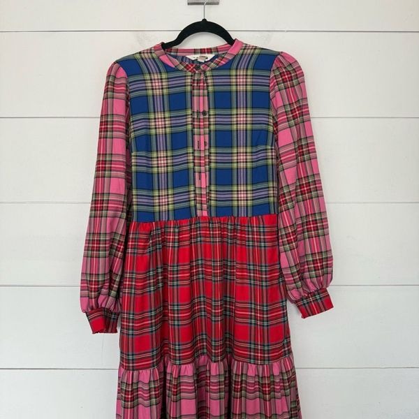 Boden Women’s 4 Alba Check Tiered Maxi Dress Multi Hotch Potch Check