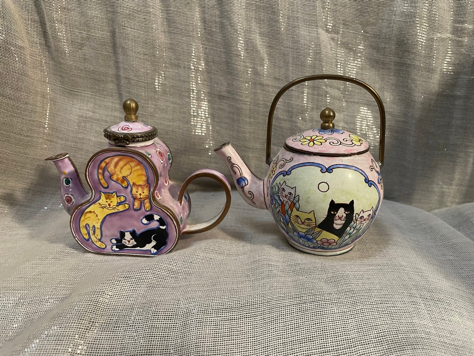 miniature enamel teapots