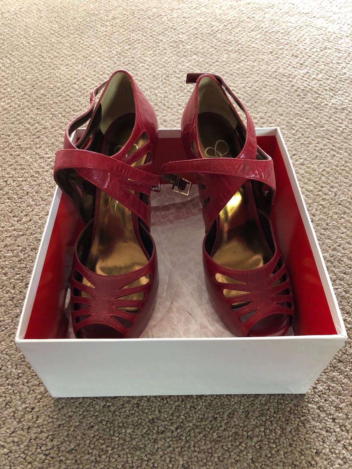 Jessica Simpson red platform heels sandals 7.5