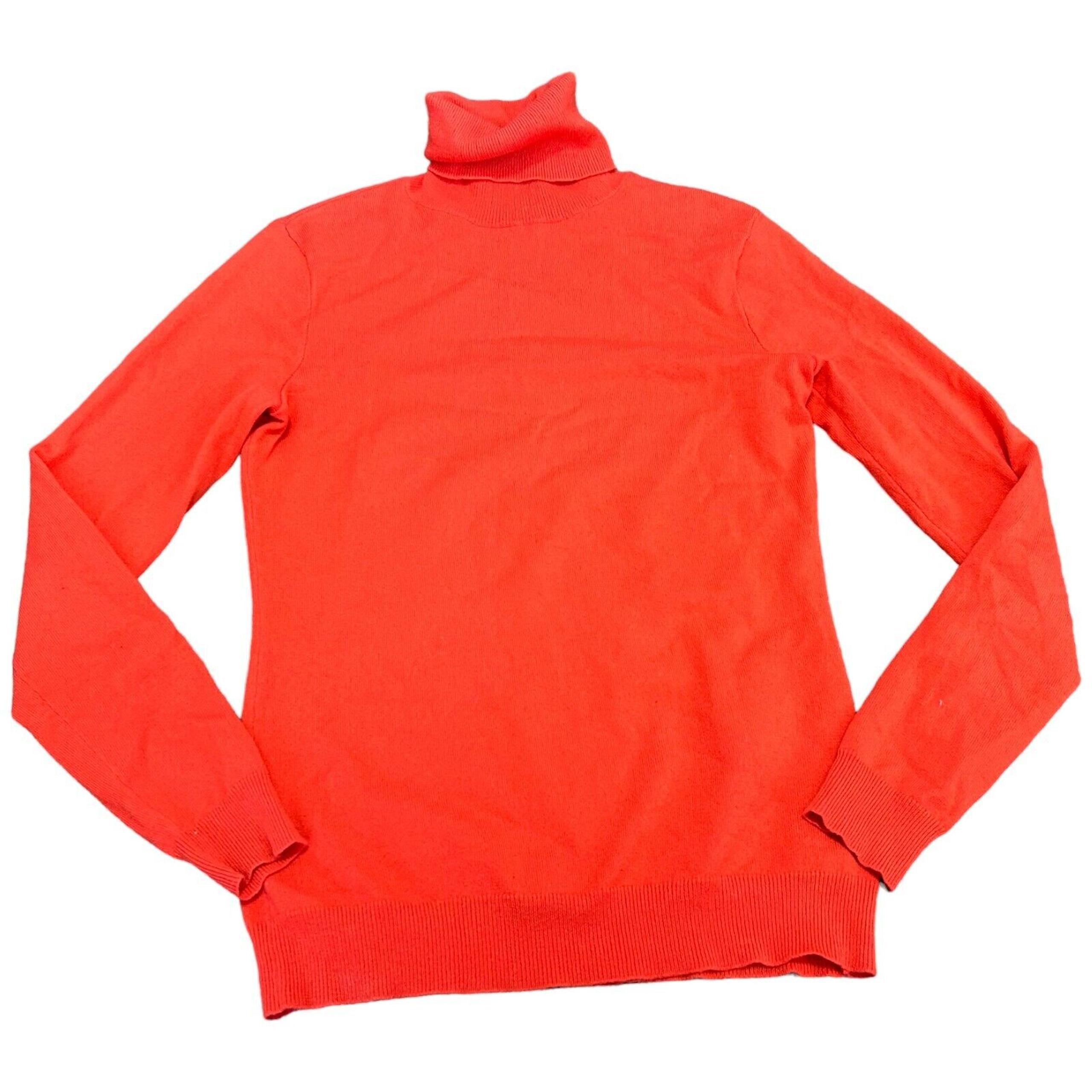 Ralph Lauren Cashmere Sweater Womens Small Orange Knit Long Sleeve Turtleneck