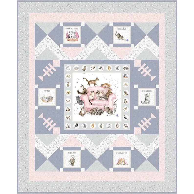 Pet Treats Quilt Kit- Cats featuring Whiskers and Paws by Hannah Dale