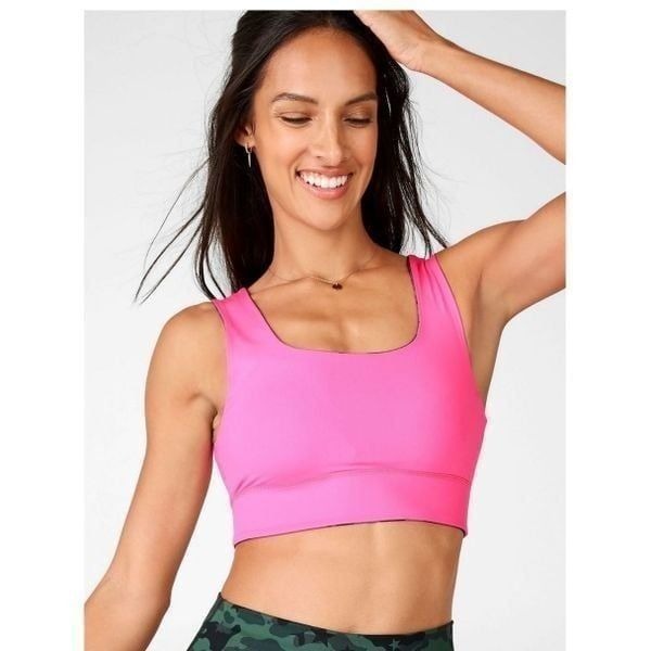 Fabletics Sports Bra Reversible Blue Pink Sports Bra Crop Harlow Midi Medium
