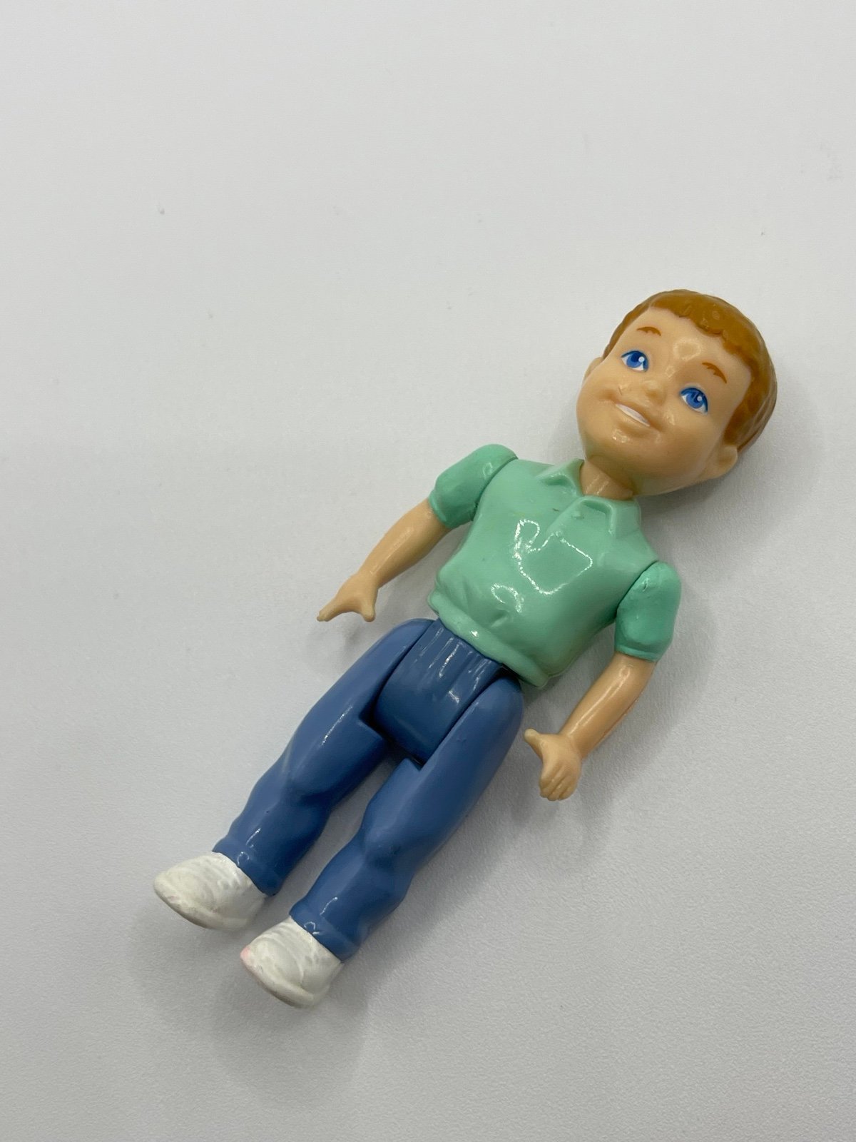 Vintage Playskool Dollhouse BRUNETTE BOY Son Brother Green Shirt Blue Jeans