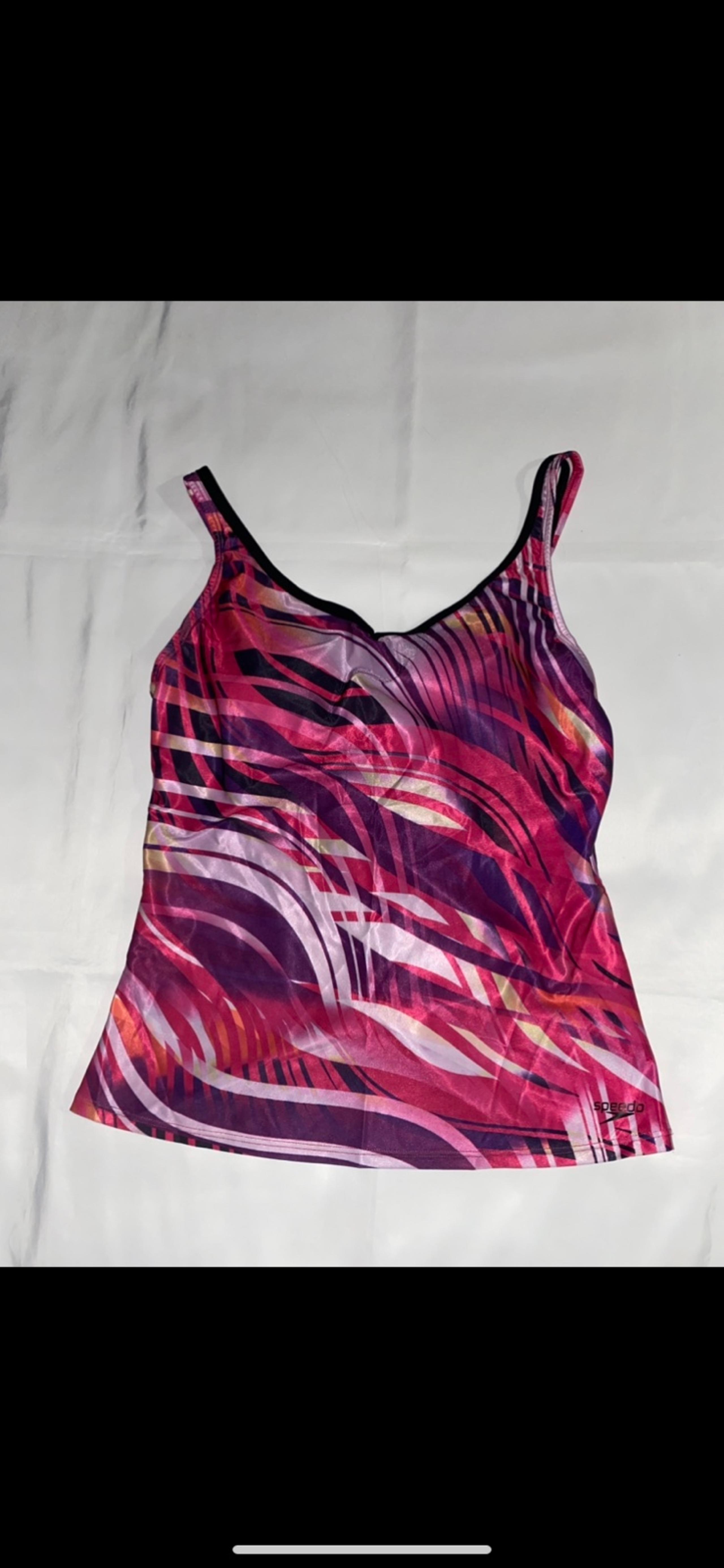 Speedo Patterned Pink & Purple Tankini Swim Top
