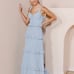 Revelry Sloane Blue Ruffle long dress