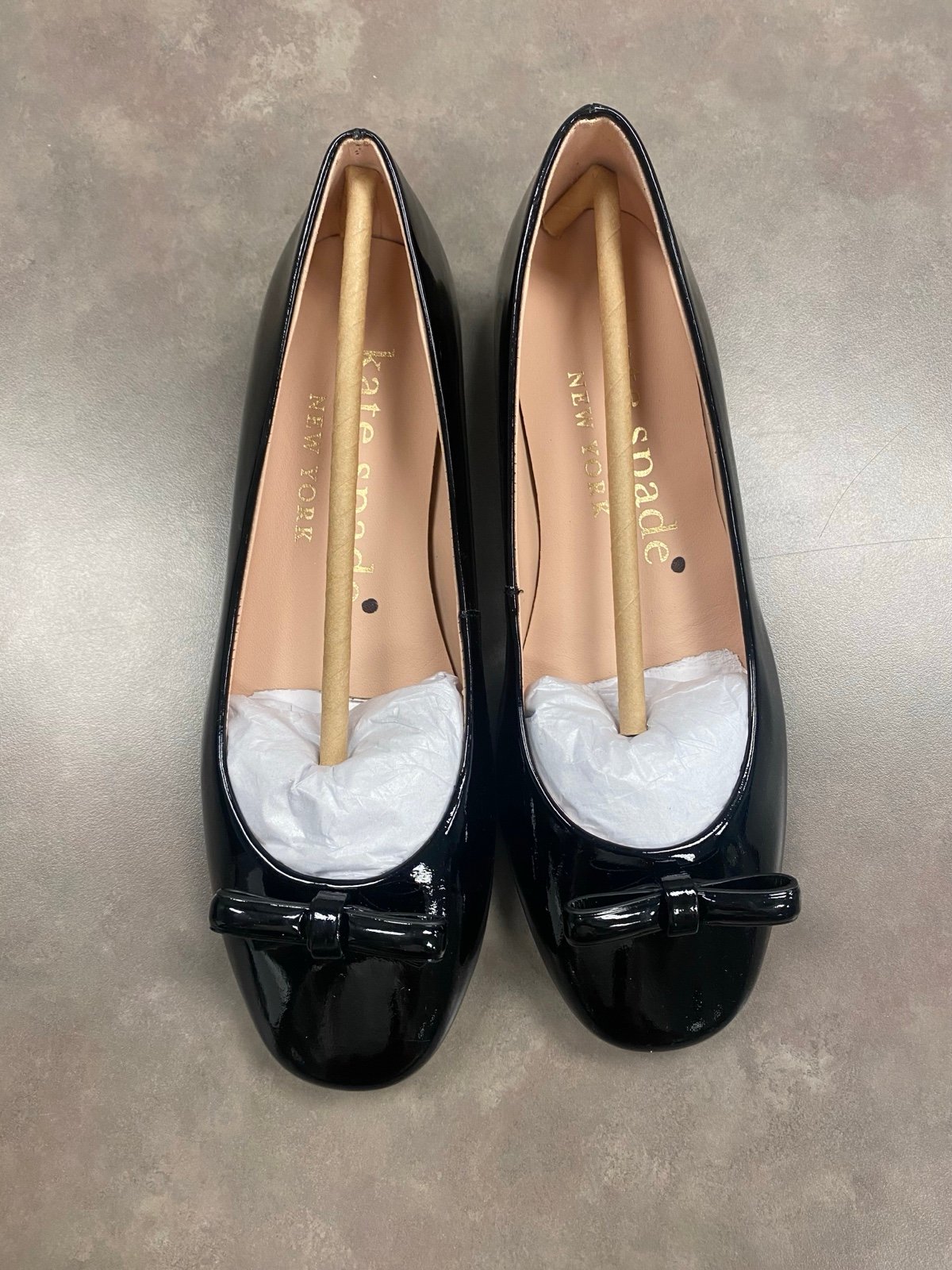 NIB Kate Spade Kiersten Black Patent Leather Bow Ballet Flats Size 6