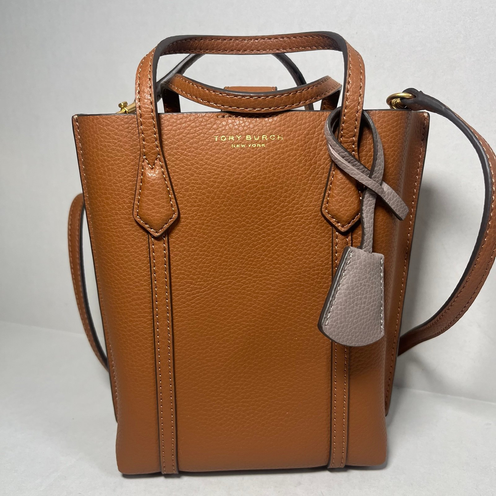 Tory Burch New York Perry Brown Mini Tote Bag W/dustbag