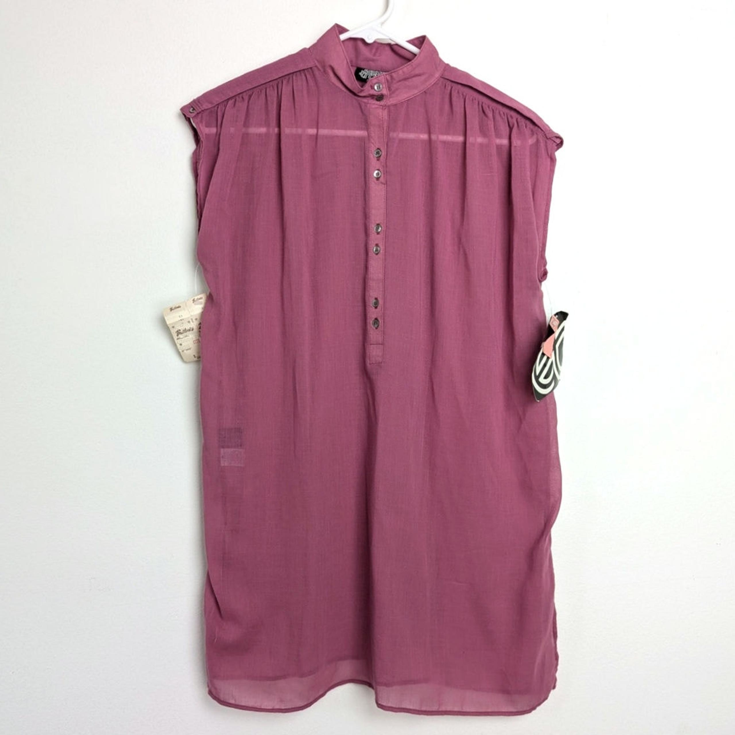 Vintage Deadstock 80s Ellen Tracy Pink Sleeveless Henley Tunic Size 7/8 Medium