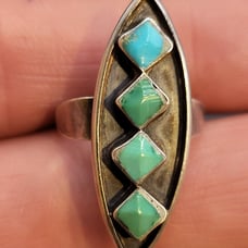 VTG OLD PAWN STERLING SILVER TURQUOISE RING. #1184